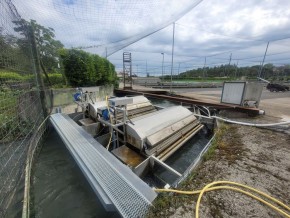 filtres barrant le canal de rejet des eaux